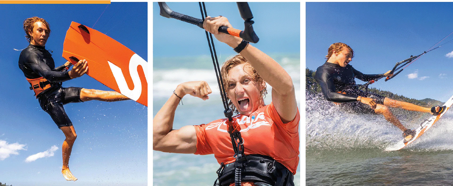 Freestyle kitesurfing action